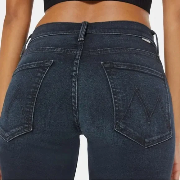 MOTHER The Rider High Waist Ankle Slim Straight Leg Jeans in Night in Paris